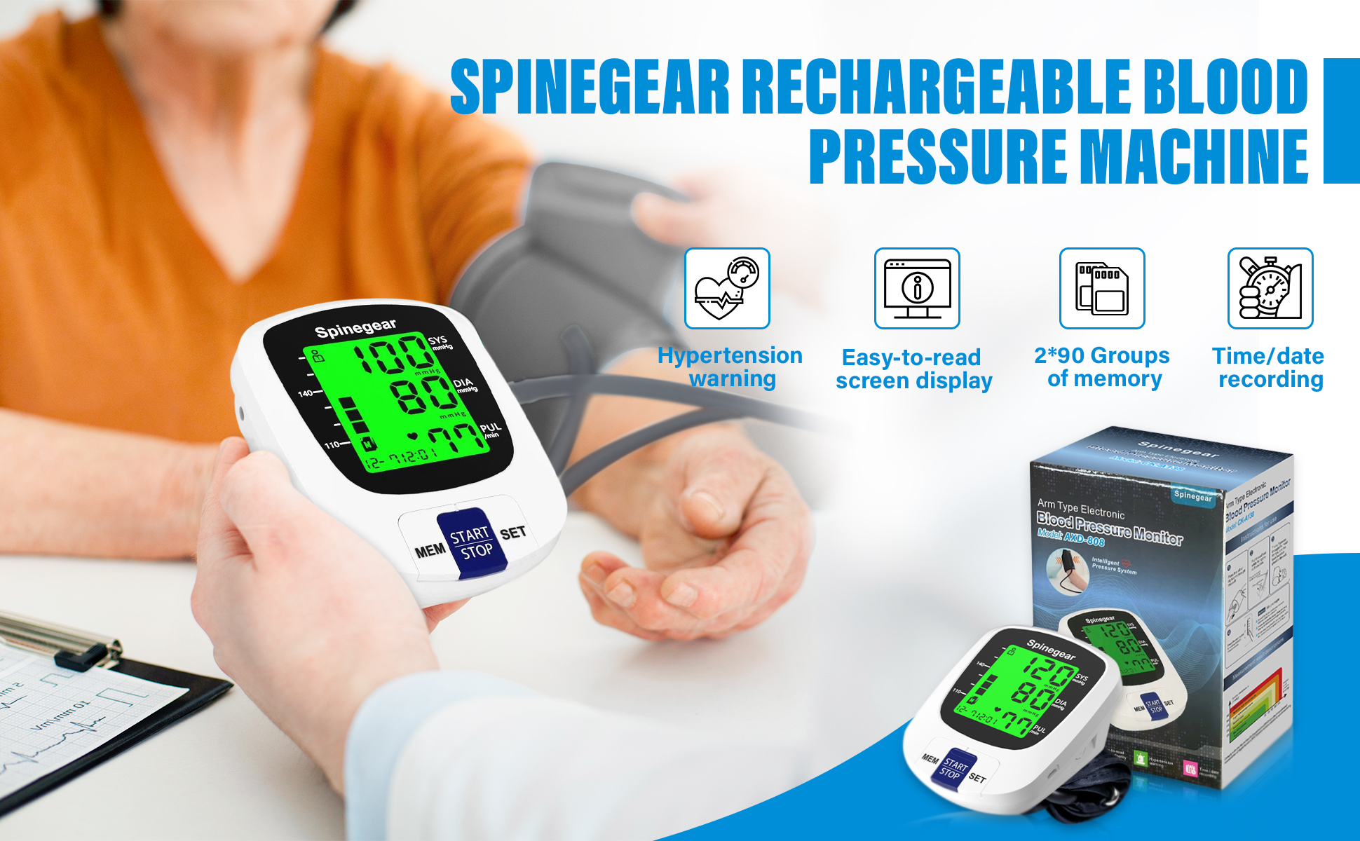 Rechargeable blood pressure monitor